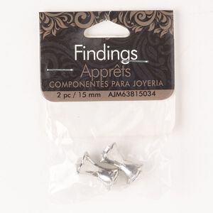 Bead, brass and acrylic, pkg/2, silver finish and clear, 16x8mm peanut.