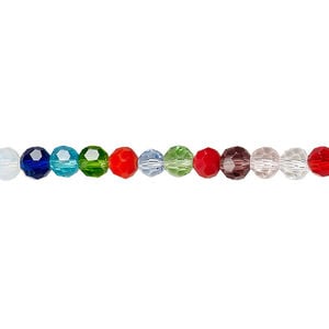Bead 1pk 32 facets opaque to transparent mixed colors, Celestial Crystal&reg; 4mm round 15.5-16 inch