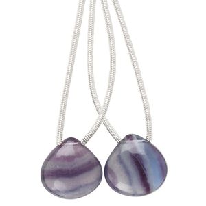 Rainbow fluorite 1pkg2, hand-cut top-drilled puffed teardrop bead natural 13x13mm