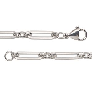 Chain 1pkg1 paperclip, 4.5mm / lobster claw clasp, stainless steel 18 inch