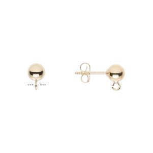 Earstud 1pkg10 14Kt gold-filled, 5mm ball / open loop / earnuts, 5 pair