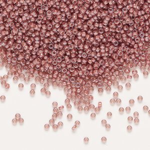 Seed bead, Miyuki, glass, pkg/35g, #15 rocaille, translucent pink-lined luster berry (RR-364).