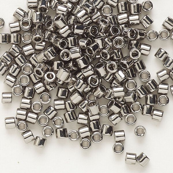 Seed bead, Delica®, glass, pkg/250g, #8 round, opaque nickel-plated (DBL-0021). image number 0
