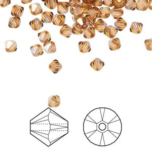 Bead 48pk crystal copper, Crystal Passions® 4mm bicone 5328