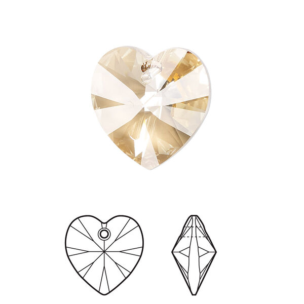 Drop 2pk crystal golden shadow, Crystal Passions® 18mm pendant heart 6228 image number 0