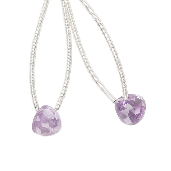 Bead, amethyst (natural), 8mm top-drilled hand-cut faceted trillion, B grade, Mohs hardness 6 to 6-1/2. Sold per pkg of 2. image number 0
