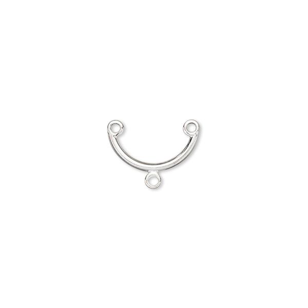 Connector, silver-plated brass, 12x5mm half-round, 2/1 loop. Sold per pkg of 100. image number 0