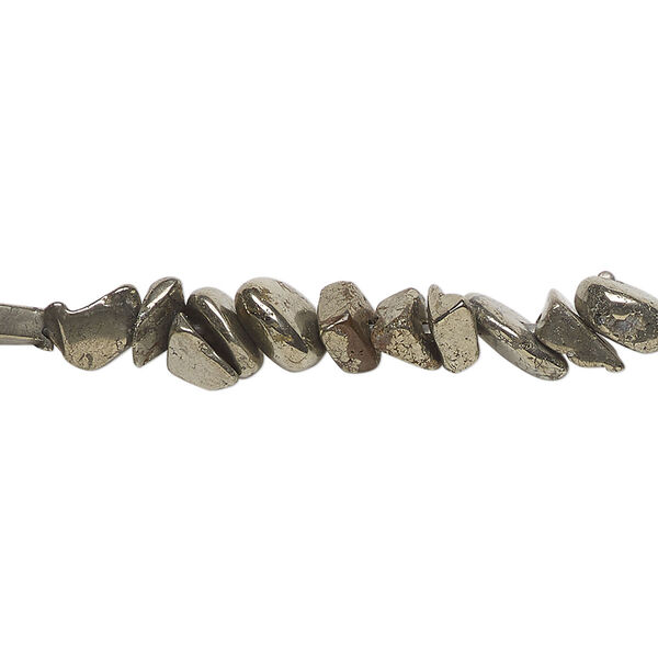 Bead, pyrite (stabilized), small chip, Mohs hardness 6 to 6-1/2. Sold per 15-1/2" to 16" strand. image number 0