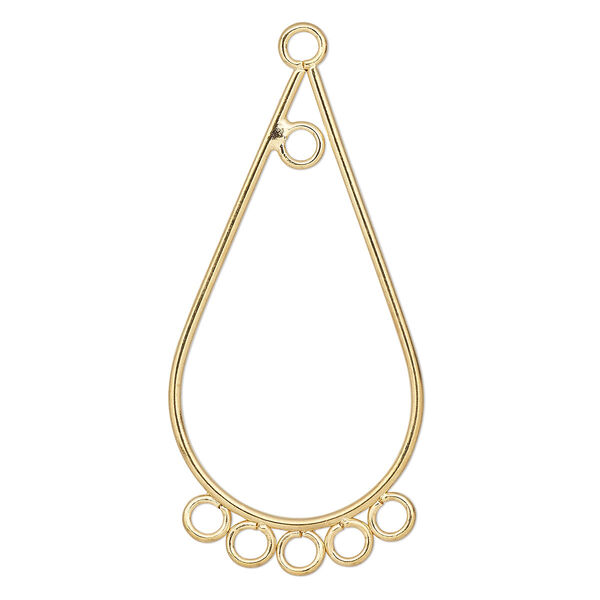 Focal, gold-plated steel, 35x16mm teardrop with 6 loops. Sold per pkg of 10. image number 0