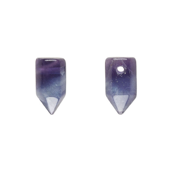 Bead, rainbow fluorite (natural), 11x5mm-13x6mm hand-cut top-drilled point, B grade, Mohs hardness 4. Sold per pkg of 2. image number 0