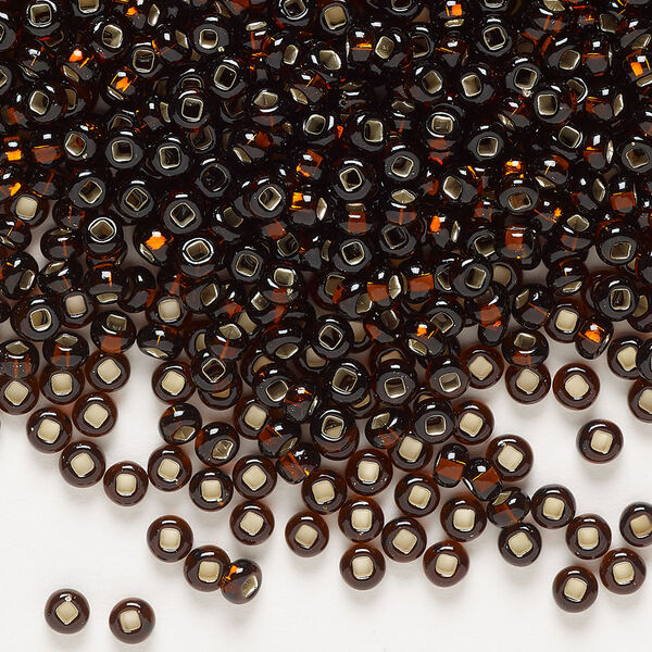 Seed bead, Preciosa Ornela Czech glass, pkg/50g, #8 rocaille, transparent silver-lined root beer, (17140). image number 0