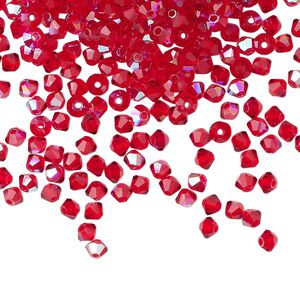 Bead 48pk light Siam glitter, Preciosa Czech crystal 3mm bicone