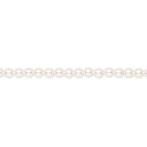 Pearl 100pk white, Crystal Passions® 3mm round 5810