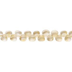 Citrine 1pkg1, hand-cut top-drilled flat teardrop bead 9 inch 4-5mm
