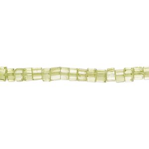 Peridot 1pkg1, hand-cut faceted heishi bead natural 14 inch 4x2mm-6x4mm