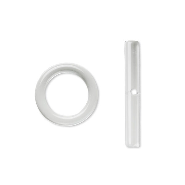 Clasp, toggle, quartz crystal (natural), 15mm round, B grade, Mohs hardness 7. Sold individually. image number 0