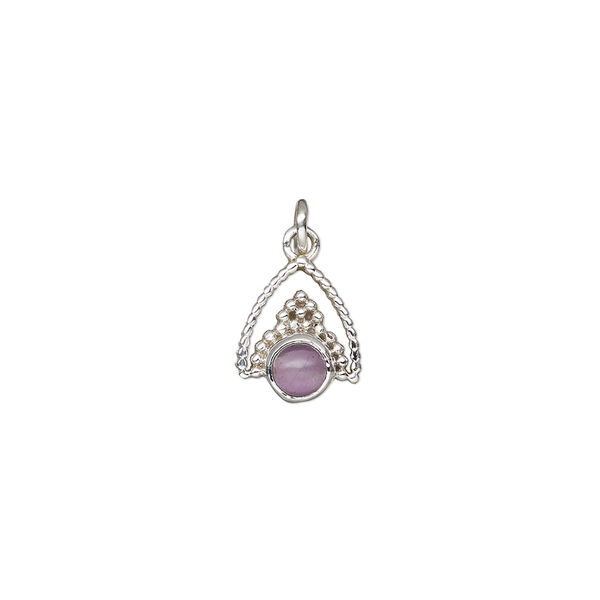 Amethyst / sterling silver 1pkg1, beaded drop natural antiqued 11x9mm image number 0