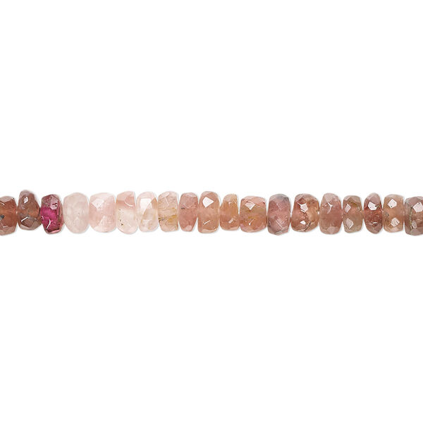 Pink tourmaline 1pkg1, hand-cut faceted rondelle bead natural 15.5-16 inch 3x2mm-5x3mm image number 0