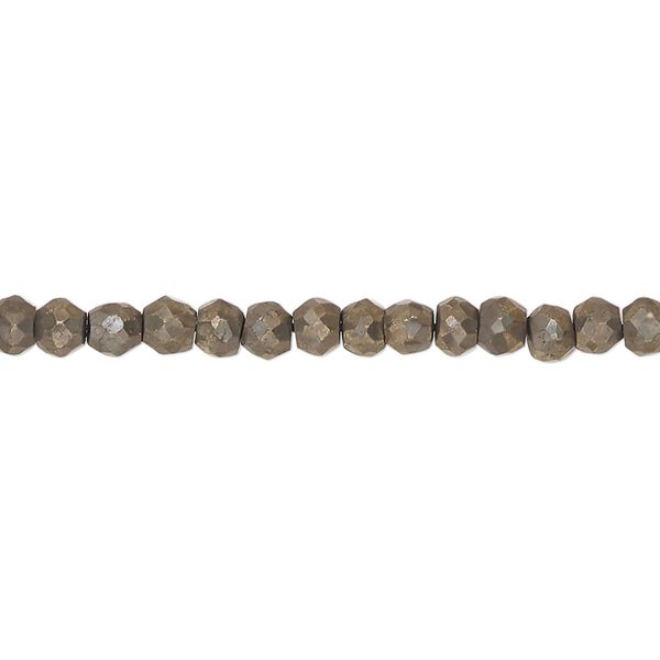 Pyrite 1pkg1, oxidized hand-cut faceted rondelle bead natural 13 inch 4x2mm-5x4mm image number 0