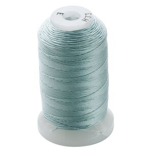 Thread, Purely Silk™, pale green, size E. Sold per 200-yard spool.