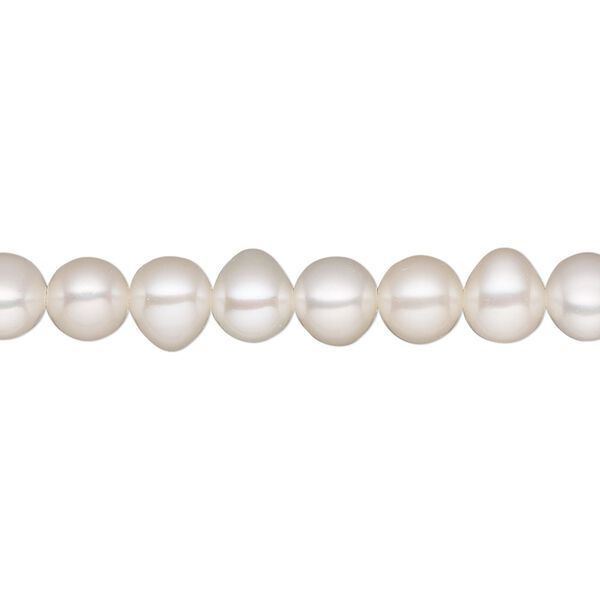 Pearl, White Lotus™, cultured freshwater (bleached), white, 6-6.5mm semi-round, A- grade, Mohs hardness 2-1/2 to 4. Sold per 15-1/2" to 16" strand. image number 0