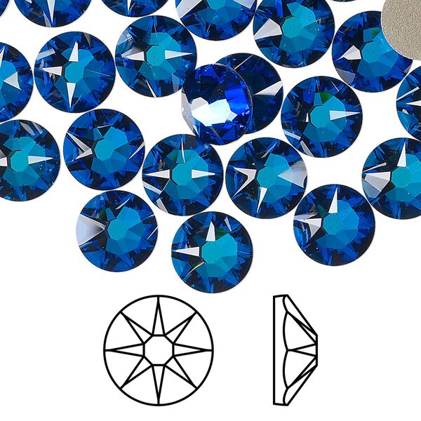 Flat back 12pk crystal Bermuda blue foil back, Crystal Passions® 8.412-8.672mm rose round SS40 2088 image number 0