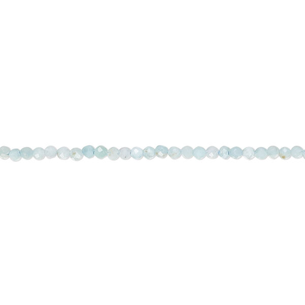 Bead, larimar (natural), 2mm hand-cut faceted round, B grade, Mohs hardness 4-1/2 to 5. Sold per 15-1/2" to 16" strand. image number 0