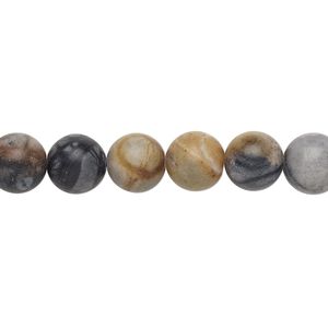 Picasso "jasper" 1pkg1, matte round bead natural 15.5-16 inch 8mm