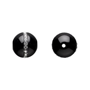 Black onyx / crystal 1pkg1, round chaton bead 12mm / 2mm