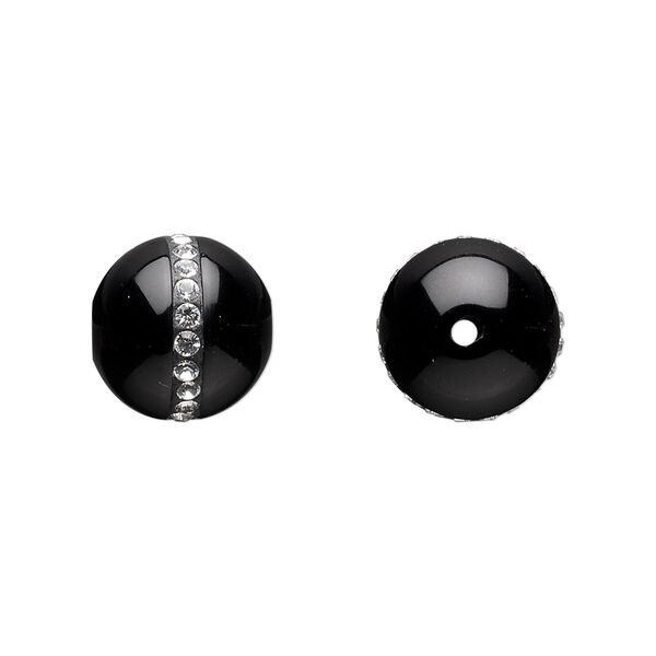 Black onyx / crystal 1pkg1, round chaton bead 12mm / 2mm image number 0