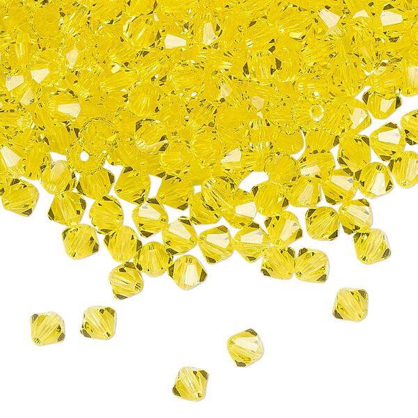 Bead 144pk citrine, Preciosa Czech crystal 4mm bicone image number 0