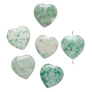 Ching hai "jade" 1pkg6, half-drilled puffed heart drop natural 14-16mm