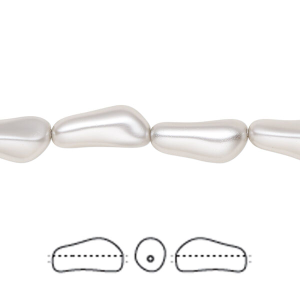 Pearl 10pk light grey, Crystal Passions® 14x6mm baroque elongated 5844 image number 0