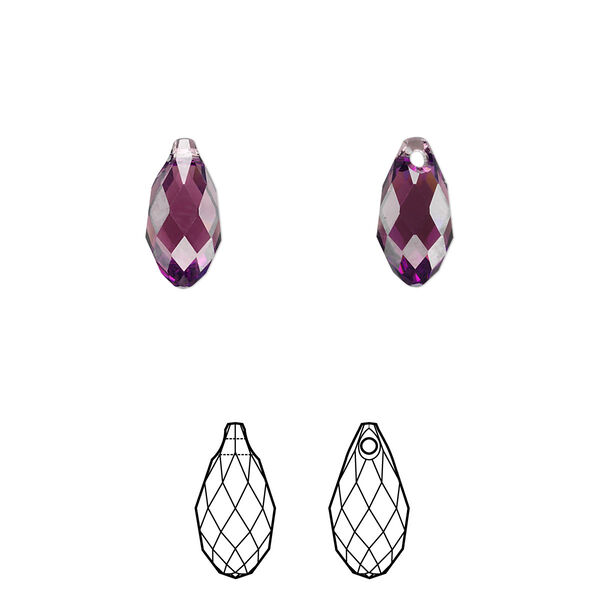 Briolette 144pk amethyst, Swarovski® 11x5.5mm pendant drop 6010 image number 0
