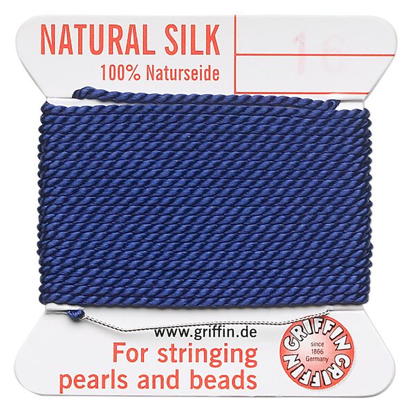 Thread, Griffin, silk, dark blue, size #16. Sold per 2-meter card (approximately 78 inches). image number 0