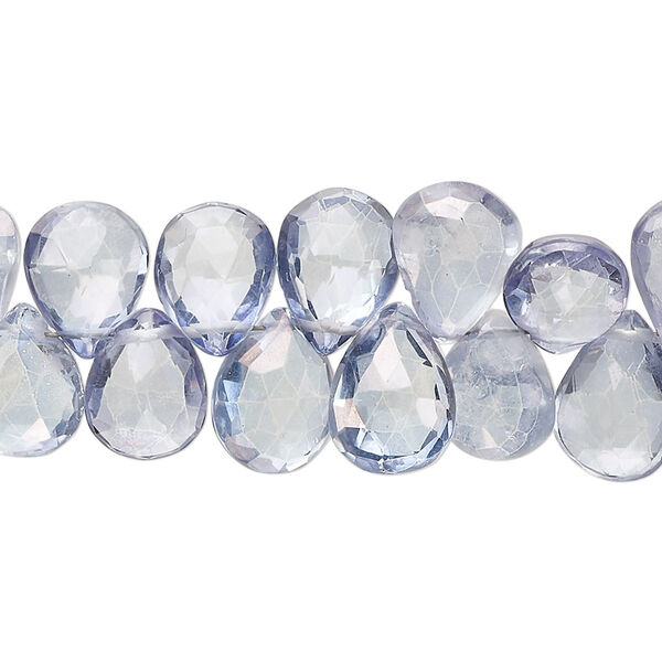 Quartz crystal 1pkg1, hand-cut top-drilled faceted puffed teardrop bead 7 inch 10x8mm-15x9mm image number 0