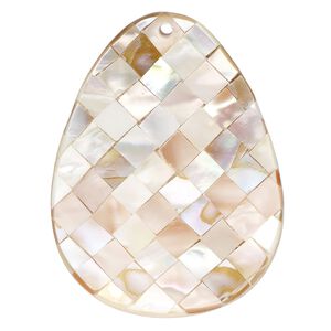 Focal, black lip shell / gold lip shell / mother-of-pearl shell (assembled), 57x42mm - 60x45mm single-sided concave teardrop, Mohs hardness 3-1/2. Sold individually.