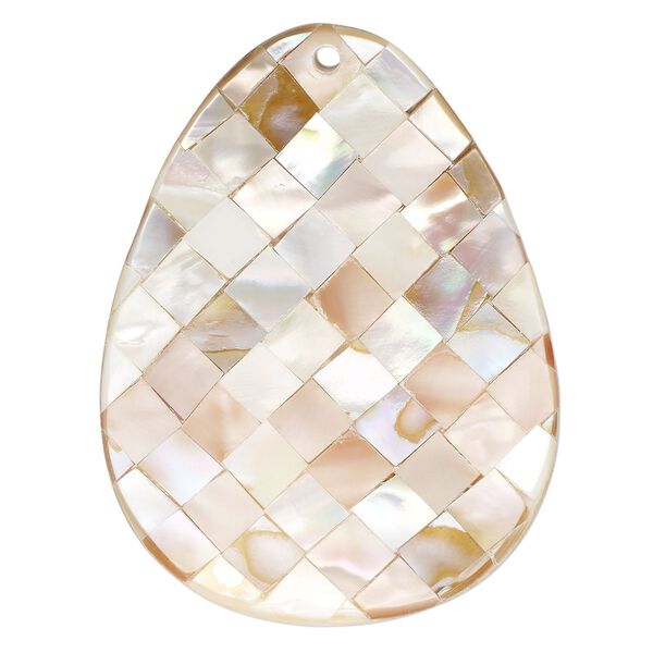 Focal, black lip shell / gold lip shell / mother-of-pearl shell (assembled), 57x42mm - 60x45mm single-sided concave teardrop, Mohs hardness 3-1/2. Sold individually. image number 0