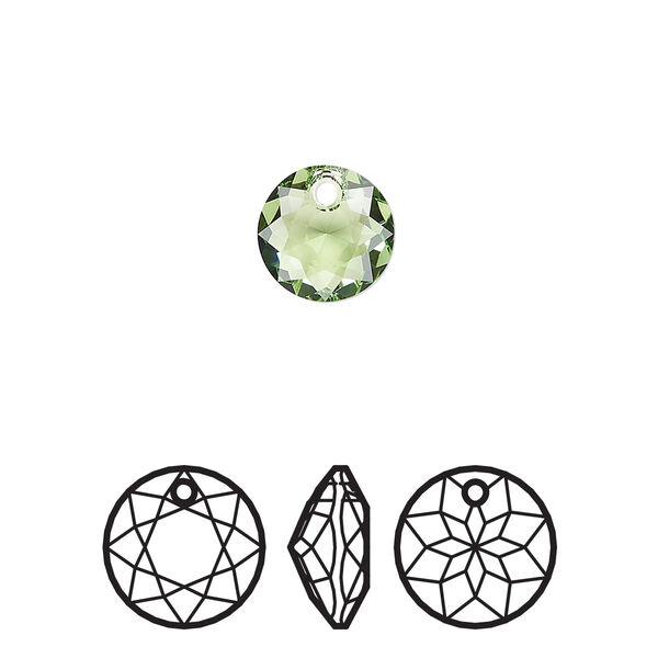 Drop 4pk peridot, Crystal Passions® 8mm pendant classic cut 6430 image number 0