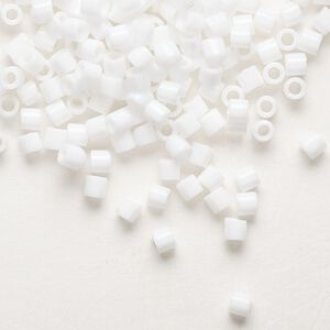 Seed bead, Delica®, glass, pkg/50g, #8 round, opaque white (DBL-0200).
