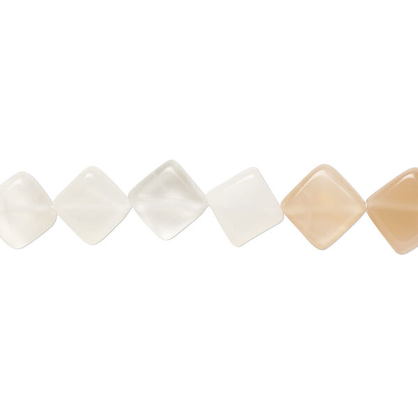 Bead, multi-moonstone (natural), 9-10mm hand-cut flat diamond, B grade, Mohs hardness 6 to 6-1/2. Sold per 8-inch strand, approximately 20 beads. image number 0