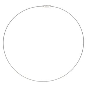 Necklace, vinyl-coated stainless steel and imitation rhodium-plated steel, 1mm twisted round, 18 inches with twist clasp. Sold per pkg of 6.