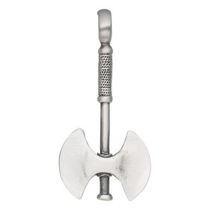 Pendant, antiqued pewter (tin-based alloy), 61.5x29mm 3D double axe. Sold individually.