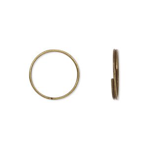 Split ring, antique brass-plated steel, 15mm round. Sold per pkg of 100.