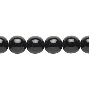 Bead, Czech glass druk, opaque black, 10mm round. Sold per 15-1/2" to 16" strand.