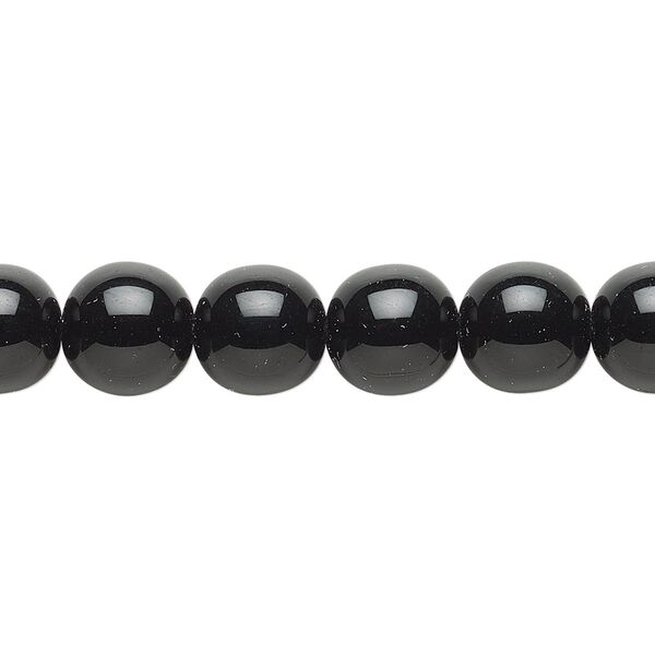 Bead, Czech glass druk, opaque black, 10mm round. Sold per 15-1/2" to 16" strand. image number 0
