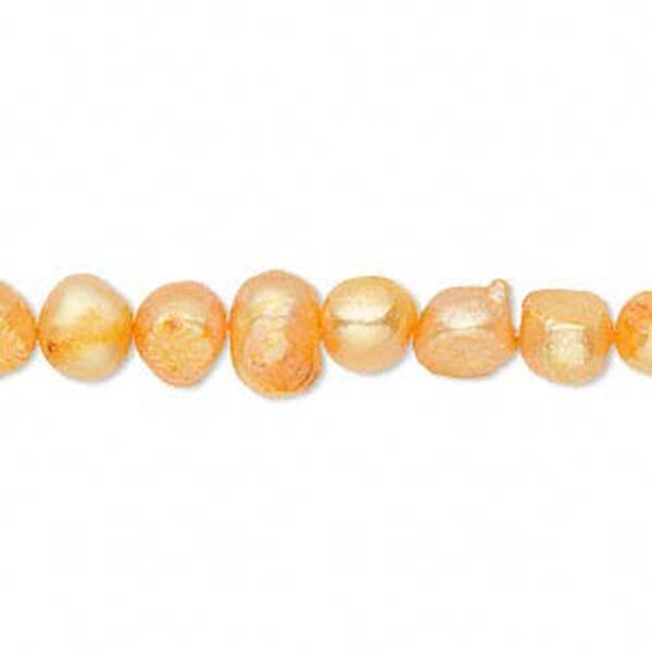 Pearl, cultured freshwater (dyed), mango, 6-7mm flat-sided potato, D grade, Mohs hardness 2-1/2 to 4. Sold per 16-inch strand. image number 0