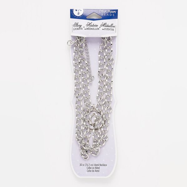 Chain, silver-finished steel, 10mm curb, 30 inches with 3-inch extender. Sold individually. image number 0