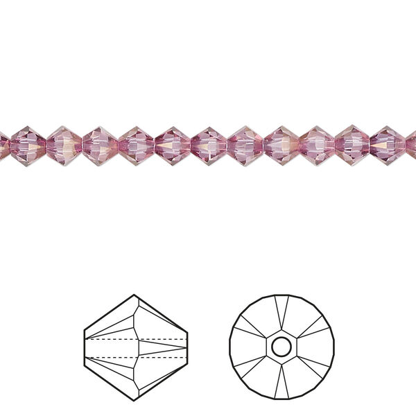 Bead 48pk dark rose, Crystal Passions® 4mm bicone 5328 image number 0