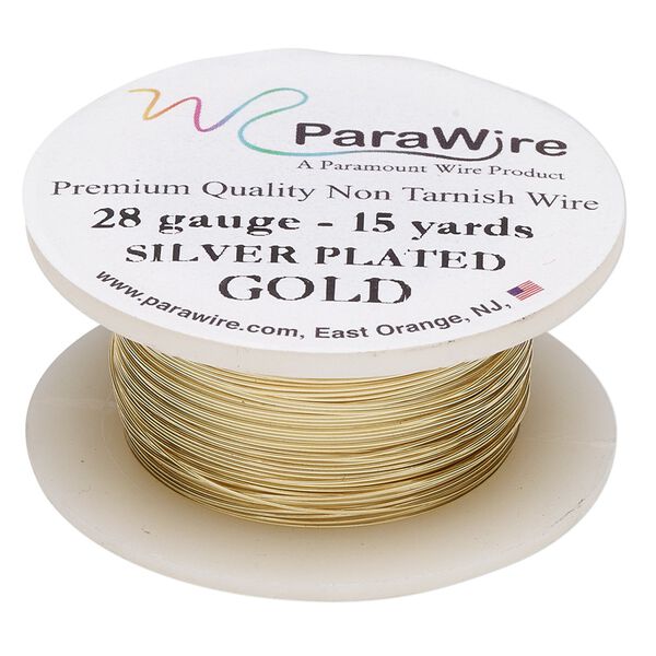 Wire, ParaWire™, gold-finished and silver-plated copper, round, 28 gauge. Sold per 15-yard spool. image number 0